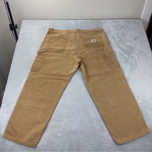 Vintage Carhartt Men's Size 42x27 B01 BRN Tan Double Knee Pants Made in USA 90s - Picture 4 of 12
